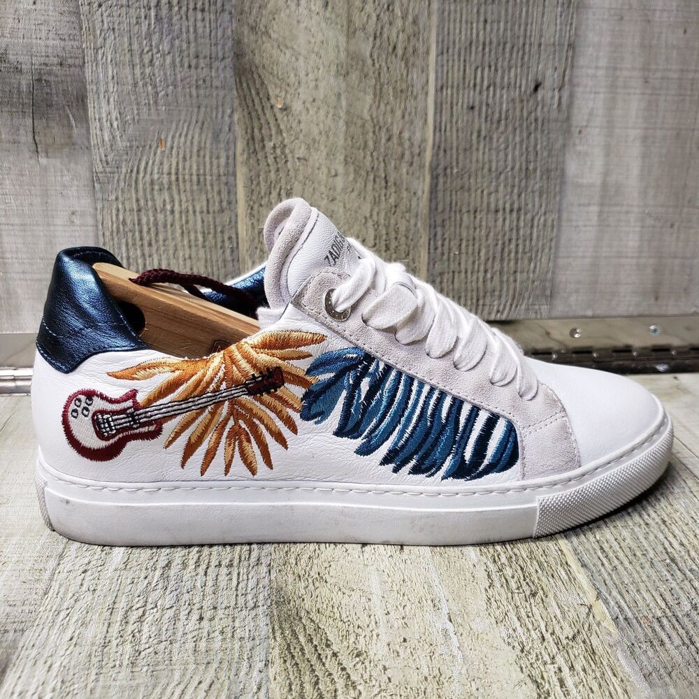 Zadig & Voltaire Leather Low Top High Flash Guitar Sneakers ZV1747 Women's 7